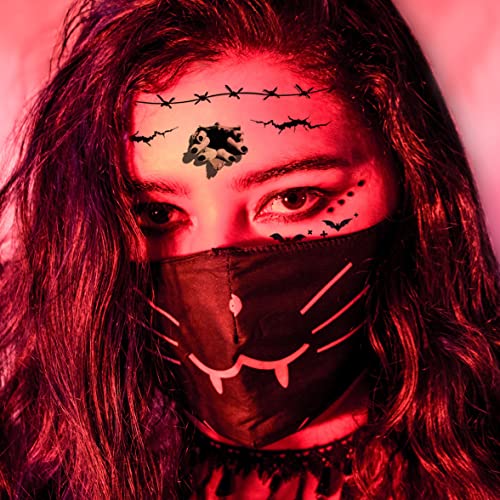 Spider Net Face Tattoos - 12 Sheets Halloween Temporary Tattoos for Men Women Kids