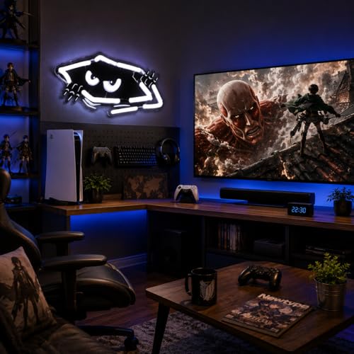 White Peeking Monster Neon Sign - Dimmable USB LED Light for Kids Room & Halloween