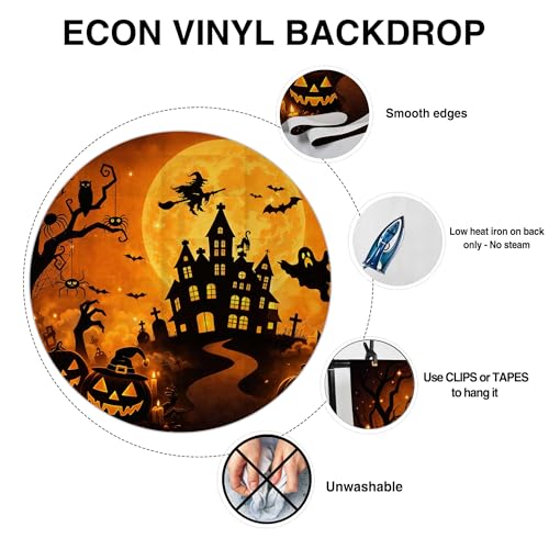 Halloween Party Decorations Set with Backdrop, Headbands, Masks, Cupcake Toppers & Photo Booth Props