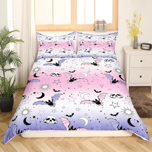 Feelyou Halloween Bat Skull Bedding Set Twin - Kids Teens Decor