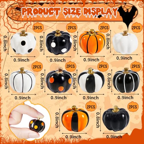 Halloween Mini Pumpkin Figurines Set - 20 Resin Miniatures for Decor & Cake Toppers