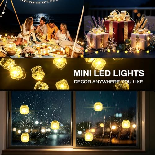 Mini Diamond LED String Lights Waterproof Battery Operated - Yellow, 48 pcs
