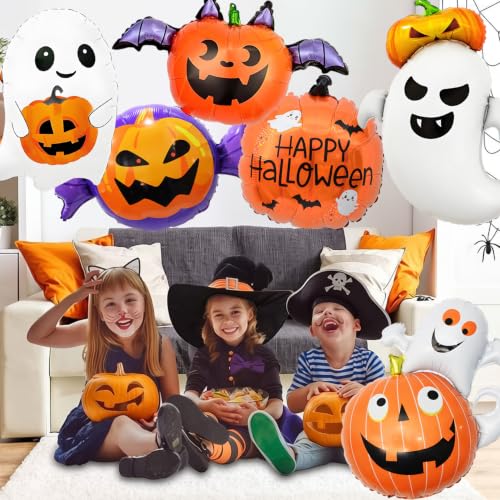 Halloween Balloons Set - Ghost and Pumpkin Foil Decorations for Party