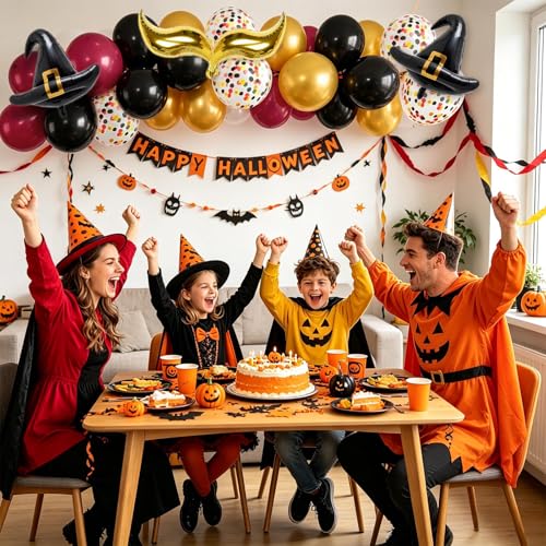 Wizard Balloon - 39Pcs Black Burgundy Gold Party Balloon Set with Confetti & Magic Hat