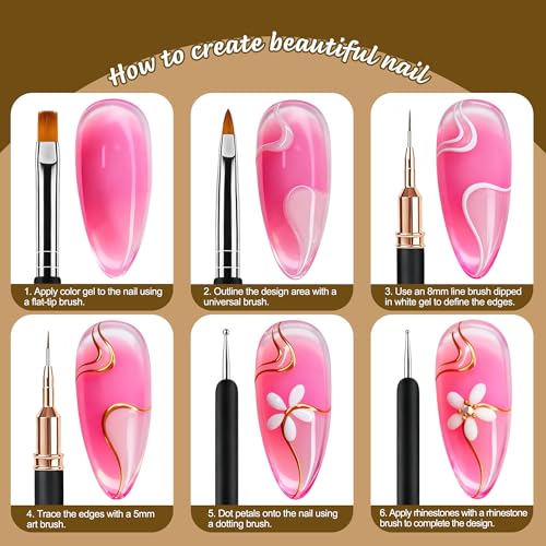 Nail Art Brushes & Dotting Tools Kit for Gel Polish - Dotting & Liner Tools