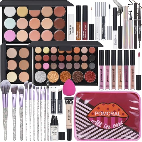 Full Makeup Kit for Women with Eyeshadow, Lipstick, Brushes & Travel Bag Kit019