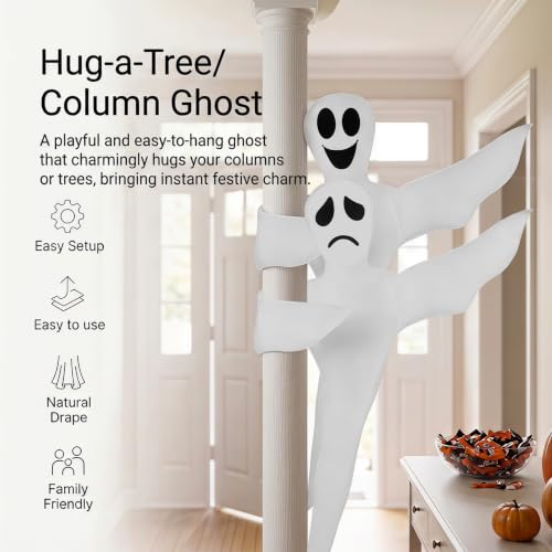 White 52-Inch Hanging Ghost Halloween Decor - Outdoor Yard Decoration, 2PCS