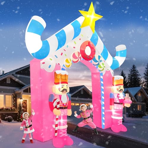 Pink Soldier 12FT Christmas Inflatable Archway with LED Lights - Outdoor Holiday Decor