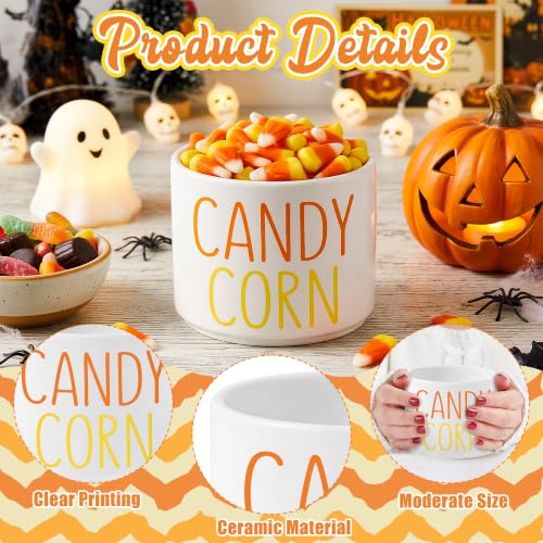 Candy Dish Cauldron - Halloween Mini Ceramic Candies Bowl with Candy Corn Variation