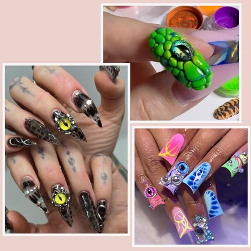 150Pcs Eye Nail Charms for Nails and Crafts - 6mm & 10mm Glass Animal Eyes