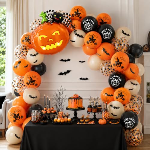 Halloween Pumpkin Balloons Set - Orange & Black Halloween Party Decorations - Variation: Orange Black