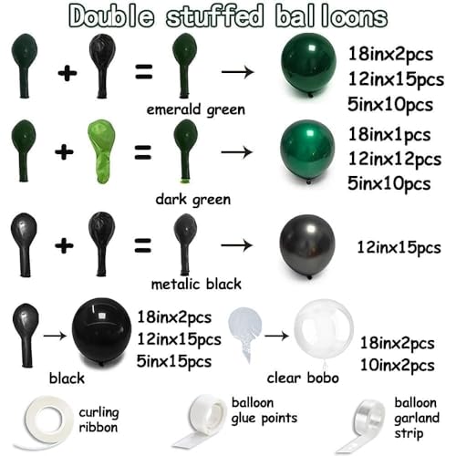 Black Green Balloon Garland Dark Emerald & Matte Black Balloons - Variation of THIS Listing: Bobo