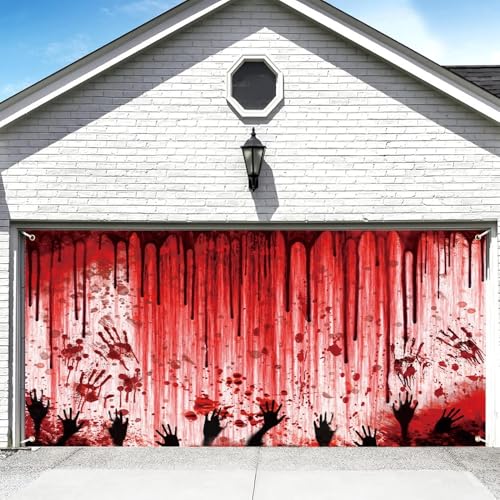 DORCEV 6x13ft Bloody Halloween Garage Door Cover Banner Decorations Party Backdrop
