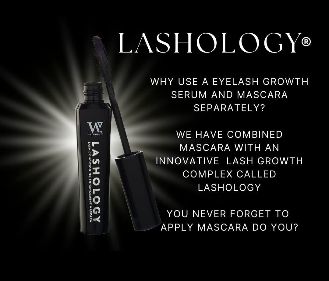 Watermans Lashology Eyelash Growth Mascara - Black Formula for Thicker, Stronger, Fuller Lashes