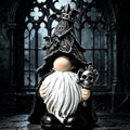 Dark Academia Gothic Garden Gnome Statue with Skull Variation - Black Resin Witch Decor