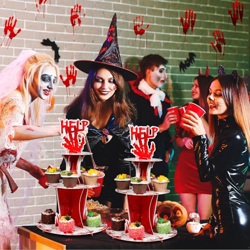 Halloween Bloody Cupcake Stand - 3 Tier Gory Dessert Display for Parties