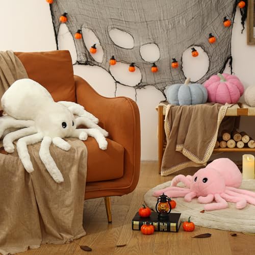 Small Pink Spider Halloween Pillow - Cute Plush Throw Pillow for Fall Decor