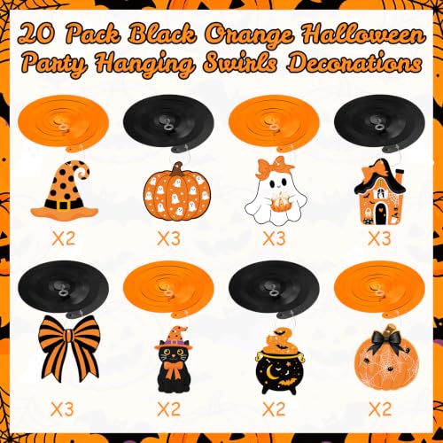 Halloween Hanging Swirl Decorations - Orange & Black Party Decor Set
