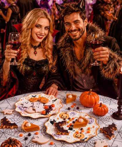 Heavy-Duty Halloween Paper Plates 9 Inch Pumpkin Ghost Gothic Party Supplies