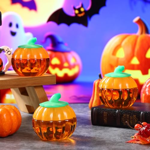 20 Pack Halloween Pumpkin Candy Jars with Lids - Clear Plastic 200ml