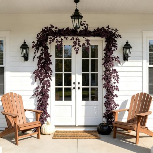 Artificial Cimicifuga Vine Garland for Fall Decor - Brown 2 Pack, 12 ft