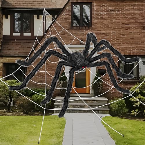 Halloween Spider Web Decorations with 59-Inch Giant Spider - Outdoor Indoor Decor