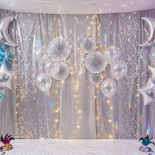 Double Helix Mixed Color Foil Swirl Streamers - 36PCS Rainbow Party Decorations
