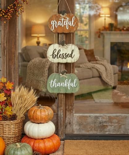 Putuo Decor Fall Pumpkin Wall Sign - Rustic Thanksgiving Door Decor
