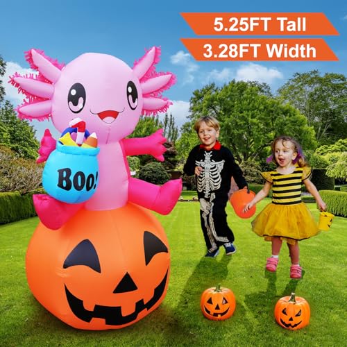 Outdoor Halloween Inflatable Axolotl Pumpkin with LED Lights - 5.2FT Yard Decor - Variation of THIS Listing