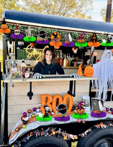 Halloween Honeycomb Table Decorations - 9 Pcs Spooky Centerpieces, Ghost, Pumpkin & More - Halloween