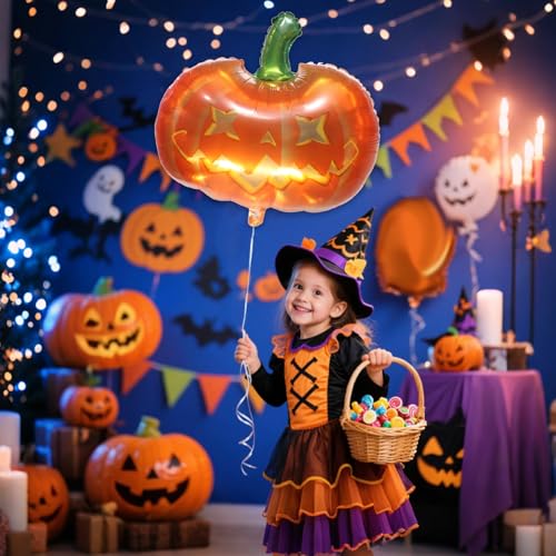 Halloween Pumpkin Foil Balloon 17 Inch Jack-O'-Lantern Party Decoration Set