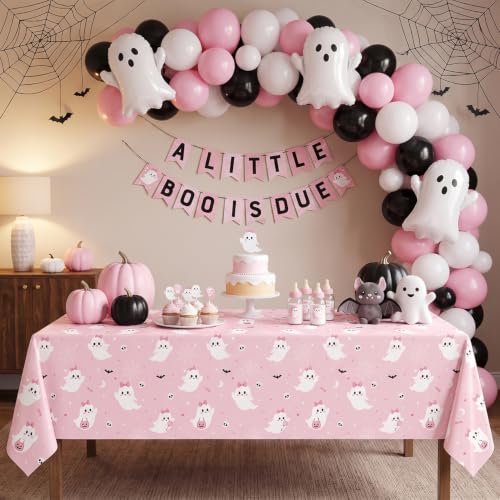 Pink Halloween Tablecloth 3 Pack - Cute Ghost & Spooky Decor, 54x108 Inches - Halloween Variation