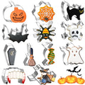 12Pcs Halloween Cookie Cutters Set - Stainless Steel Shapes for Baking & Crafts