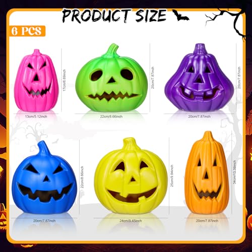 Halloween Pumpkin Lantern Set LED Lights - Multicolor, 6 Sizes - Safe & Shatterproof