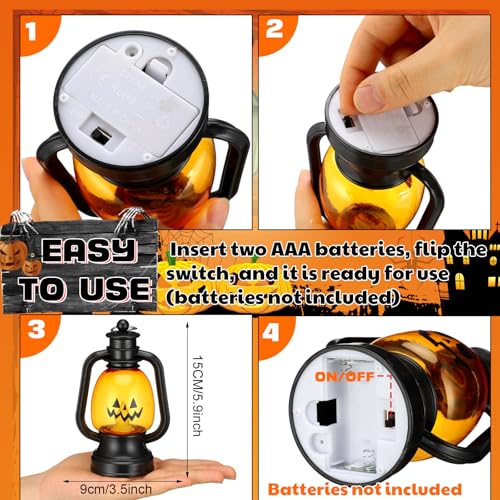 Halloween Mini Pumpkin Lantern Set - 12 Pcs 6 Inch Jack O Lantern Decorations