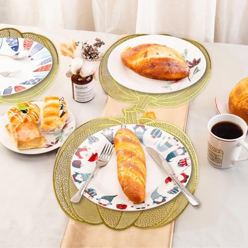 Gold Pumpkin Placemats Set of 12 - Fall Thanksgiving Halloween Table Decor