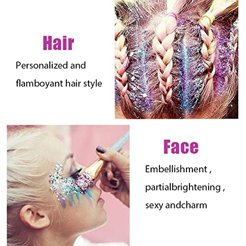 White and Silver Body Glitter Set for Face Hair Rave Cosplay - Chunky Sequins
