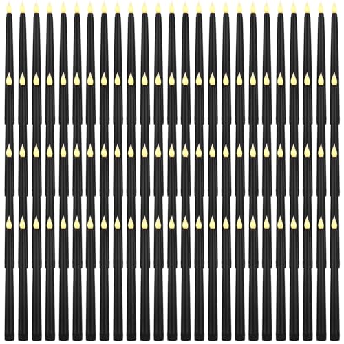 Flameless LED Taper Candles Bulk - 100 Pcs, 9.7 Inch, Black