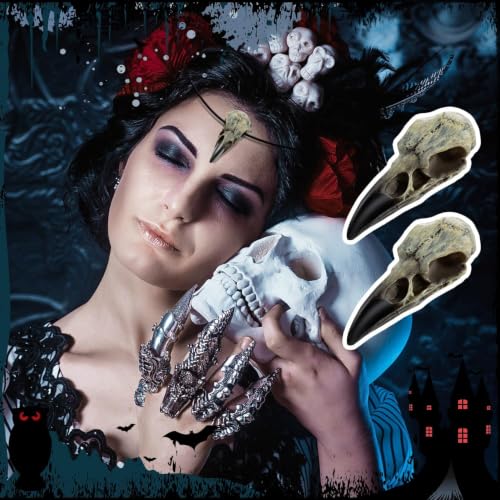 3 Pack Gothic Raven Skull Necklaces Halloween Skull Pendant Jewelry
