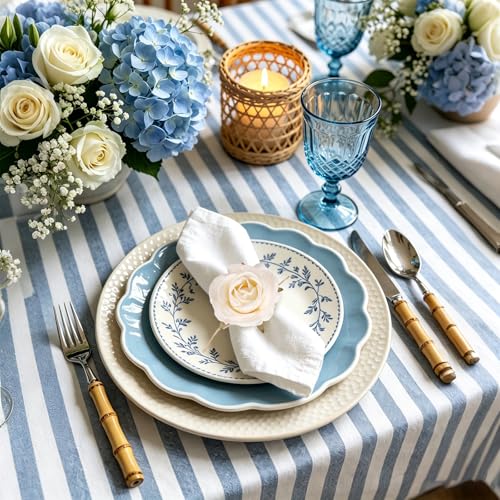 White Wooden Rose Napkin Ring Holders - 8 Pack Farmhouse Table Decor
