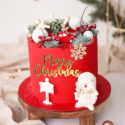 Christmas Bells Wreath Cake Topper - Acrylic Cupcake Decoration - Merry Christmas Variation