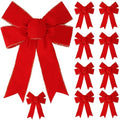 Christmas Red Velvet Bow Set - Large Holiday Wreath Decorations, 13x9 Inches