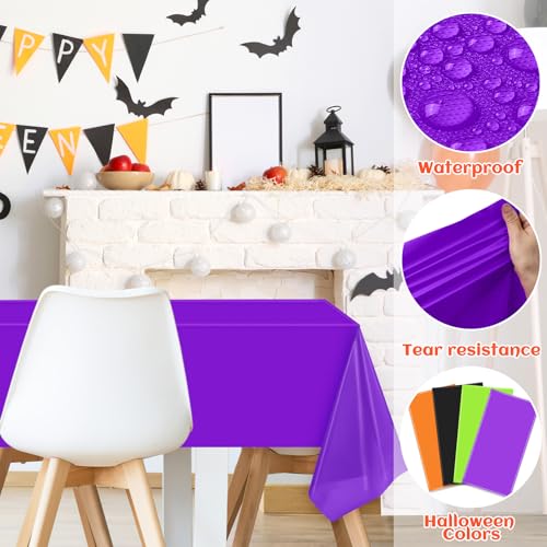 Halloween Tablecloth Set 54x108 Inches - 4 Pack Mix Colors - Festive Party Decor