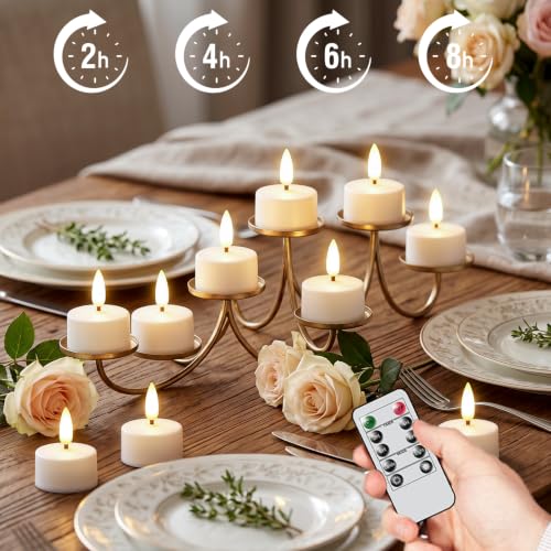 Rechargeable Tea Lights Candles with Remote & Charging Base - White 6-Pack