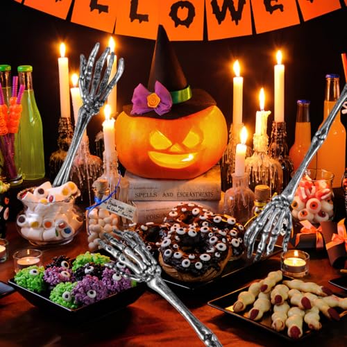 Skeleton Hand Salad Spoon Set - Halloween Skull Claw Serving Utensils