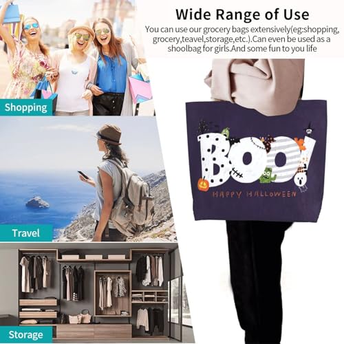 Large Reusable Halloween Tote Bag for Women - One Size / Tote 2