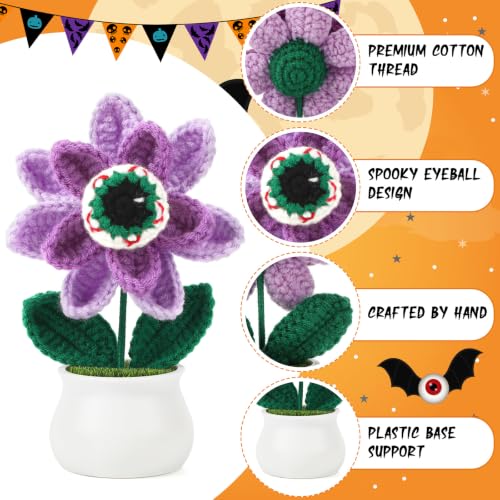 Purple Knitted Eyeball Flower Halloween Decor Spooky Home Gift Ornament