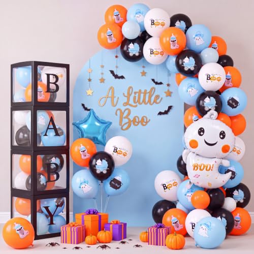Halloween Baby Shower Decoration Set with Balloons & Ghost Foil Balloon - Blue / Ghost