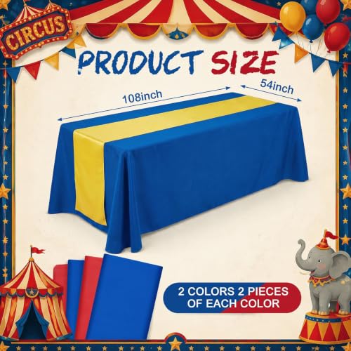Carnival Circus Party Tablecloths Set - Red, Blue & Yellow Plastic Coverings