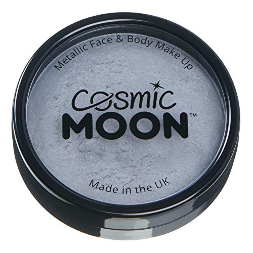 Cosmic Moon Metallic Silver Face & Body Paint Cake - Water Based Makeup for Adults Kids 1.26oz - Variation: Silver